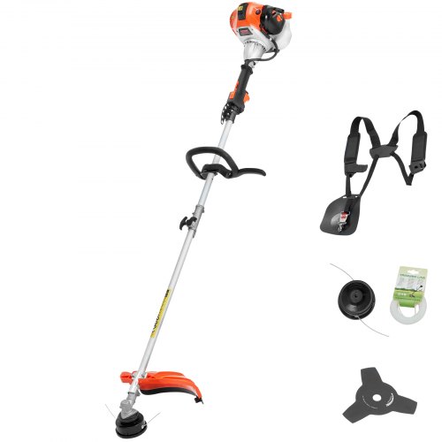 VEVOR String Trimmer, 25.2CC 2-Stroke, Gas Powered Weed Wacker, 16.9" Cordless Grass Trimmer, Multi-Functional Lawn Edger with Shoulder Strap & 3T Blade, Weed Eater for Quick Grass Cleaning