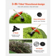 VEVOR Cordless String Trimmer 16.9" 42.7CC 2-Stroke Gas Powered Grass Trimmer