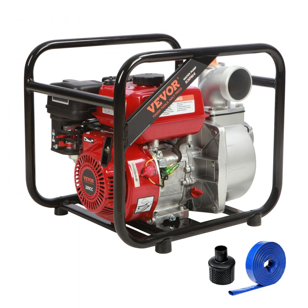 VEVOR Gasoline Engine Water Pump, 3-inch, 7HP 265 GPM, 142ft Lift, 22ft Suction, 4-Stroke Gas Powered Trash Water Transfer Pump