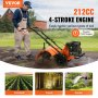 Kultivátor VEVOR Plynový kultivátor 212CC 4-taktní zahradní kultivátor, kultivátor se 4 ocelovými nastavitelnými zadními prsty pro obdělávání trávníku, zahrady a půdy