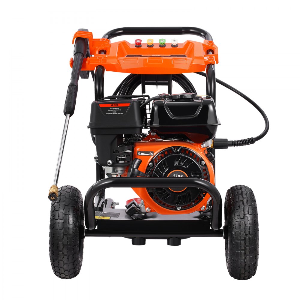 VEVOR Gas Pressure Washer, 3500 PSI 2.6 GPM, Gas Powered Pressure Washer with Aluminum Pump, Spray Gun and Extension Wand, 5 Nozzle Set, for Cars, Fences, Homes, Driveways, Patios, Furniture, Horizontal