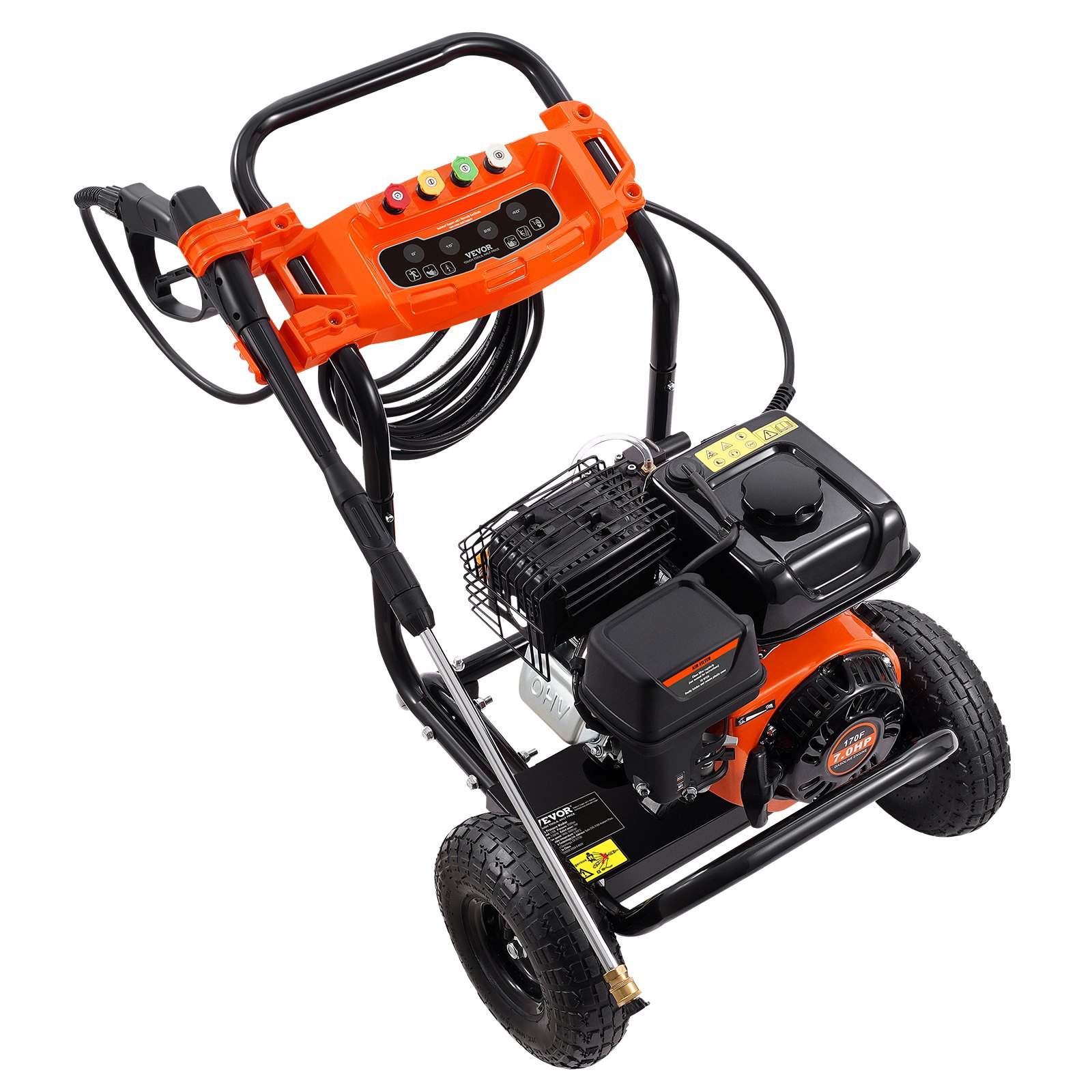 VEVOR Gas Pressure Washer, 3500 PSI 2.6 GPM, Gas Powered Pressure Washer with Aluminum Pump, Spray Gun and Extension Wand, 5 Nozzle Set, for Cars, Fences, Homes, Driveways, Patios, Furniture, Horizontal