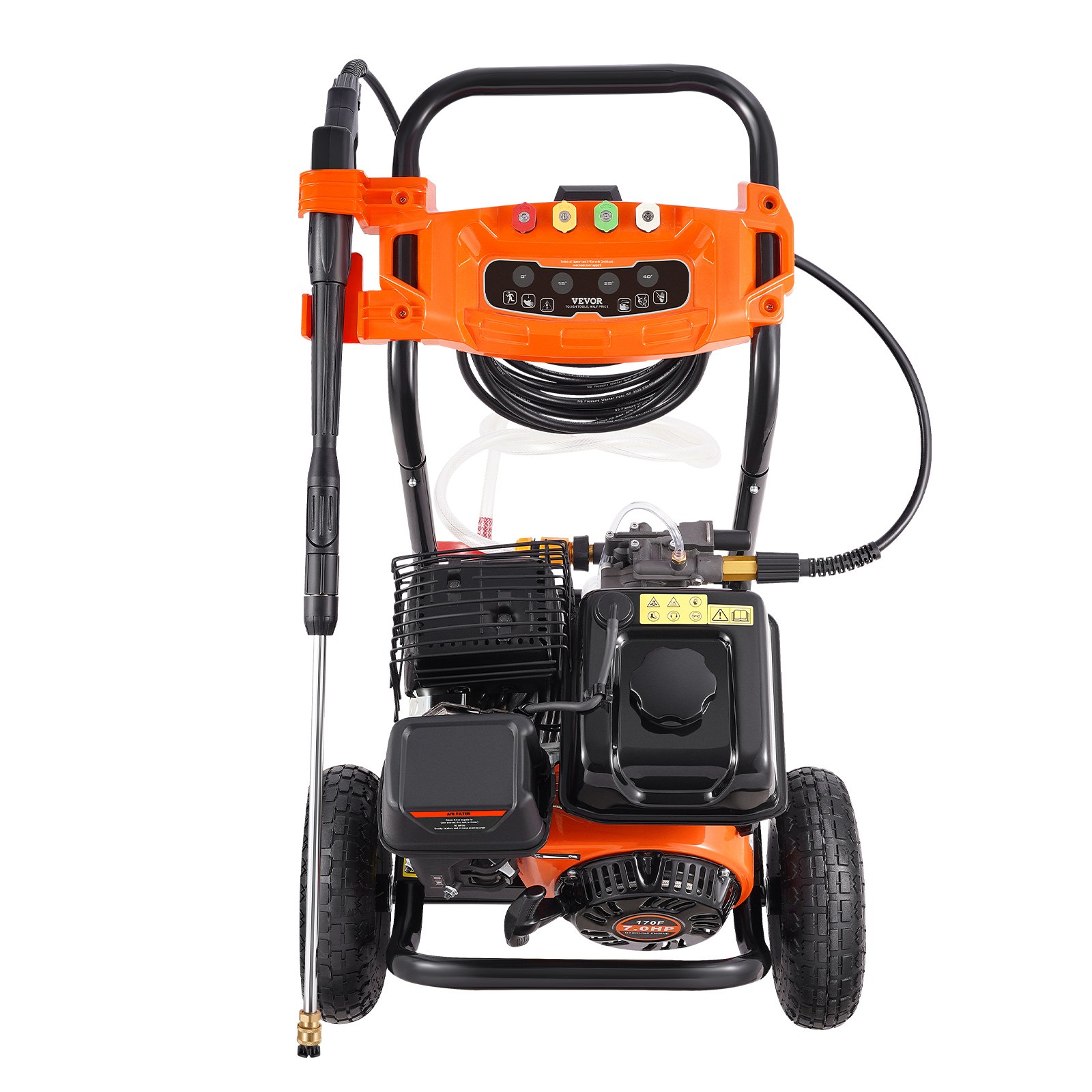 VEVOR Gas Pressure Washer, 3500 PSI 2.6 GPM, Gas Powered Pressure Washer with Aluminum Pump, Spray Gun and Extension Wand, 5 Nozzle Set, for Cars, Fences, Homes, Driveways, Patios, Furniture, Horizontal