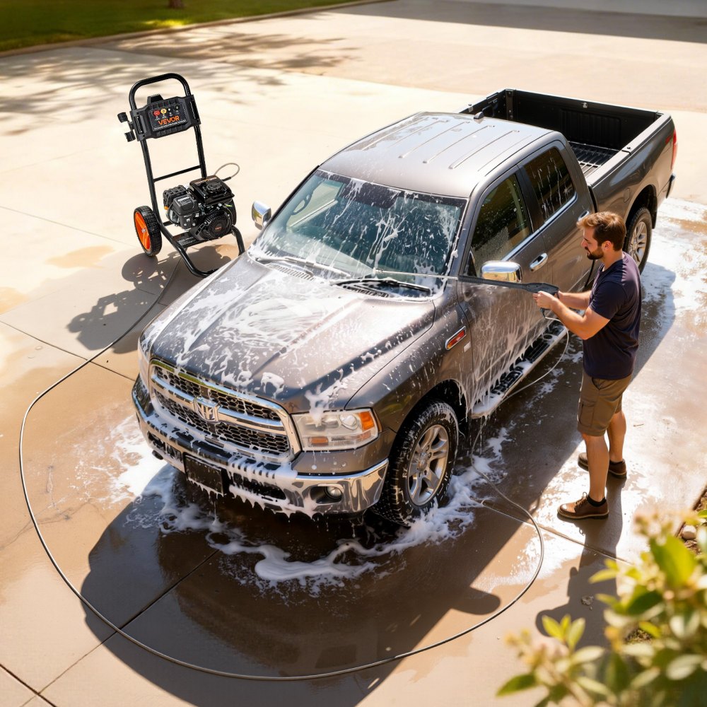 VEVOR Gas Pressure Washer 2900 PSI and 1.85 Max GPM, Upgrade Aluminum Pump with Spray Gun and Wand, 4 Nozzle Set, Gas Powered Pressure Washer for Cars, Fences, Driveways, Homes, Patios, Furniture
