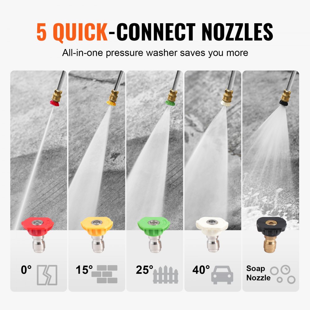 VEVOR Gas Pressure Washer, 3500 PSI 10L/min, 2.6 GPM Gas Powered Pressure Washer with Aluminum Pump, Spray Gun and Extension Wand, 5 Nozzle Set, for Cars, Fences, Homes, Driveways, Patios, Furniture