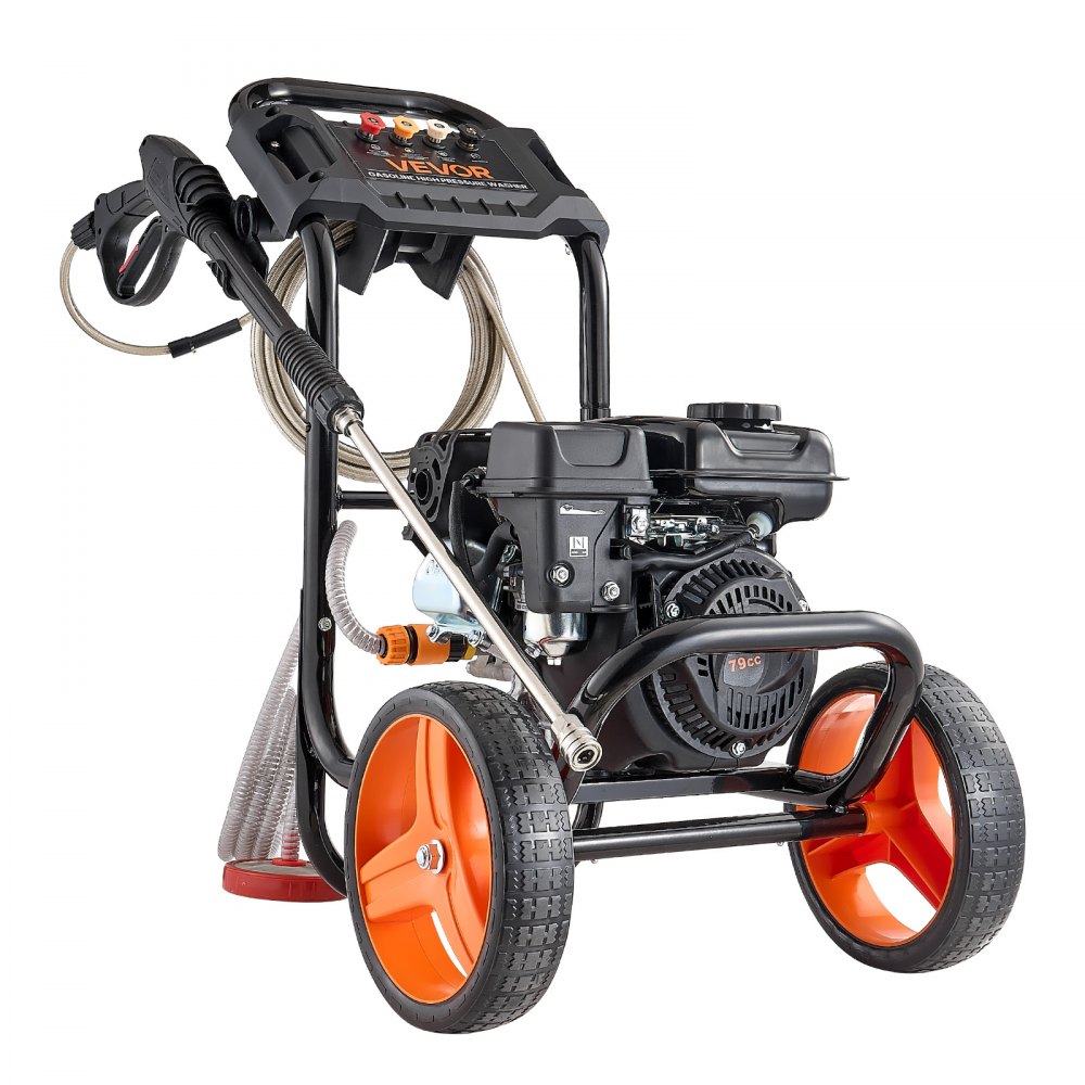 VEVOR Gas Pressure Washer 2900 PSI and Max 7 L/min, Upgrade Aluminum Pump with Spray Gun and Wand, 4 Nozzle Set, Low Profile Power Washer for Cars, Fences, Driveways, Homes, Patios, Furniture