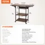 VEVOR Heat Press Table, 3 Tier Movable Heat Press Stand, Foldable Heat Transfer Machine Stand with Wheels and Vinyl Roll Holder, Rolling Metal Workbench for Sublimation Transfer Machine, Brown