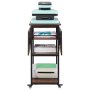 VEVOR Heat Press Table with Charging Station, 4 Tier Movable Heat Press Stand, Foldable Heat Transfer Machine Stand with Wheels, Rolling Metal Workbench for Sublimation Transfer Machine, Brown