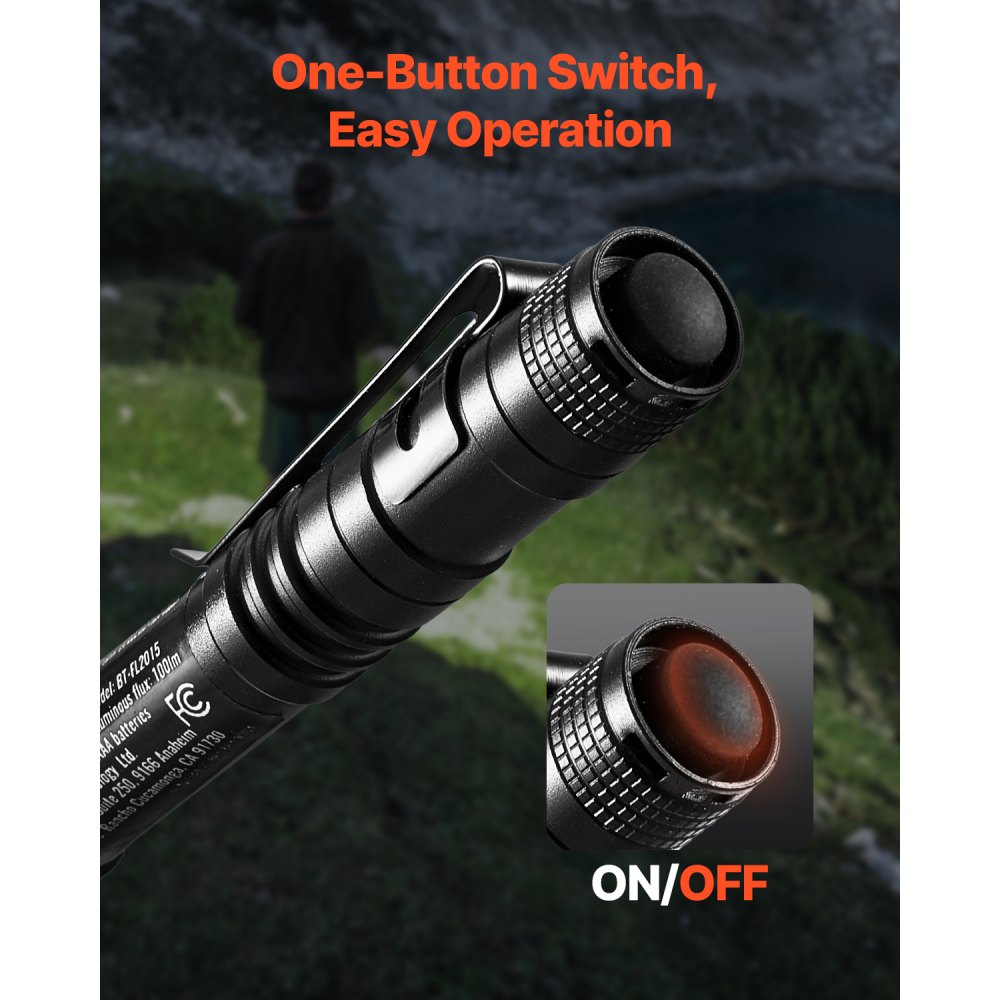 VEVOR Pen Light, 2-Pack 100 Lumens Pocket Flashlight with Clip, IPX4 Waterproof Portable Penlight, Compact and Lightweight for Tight Spaces, Work, Inspection, Emergency, Mechanics, Outdoor Use