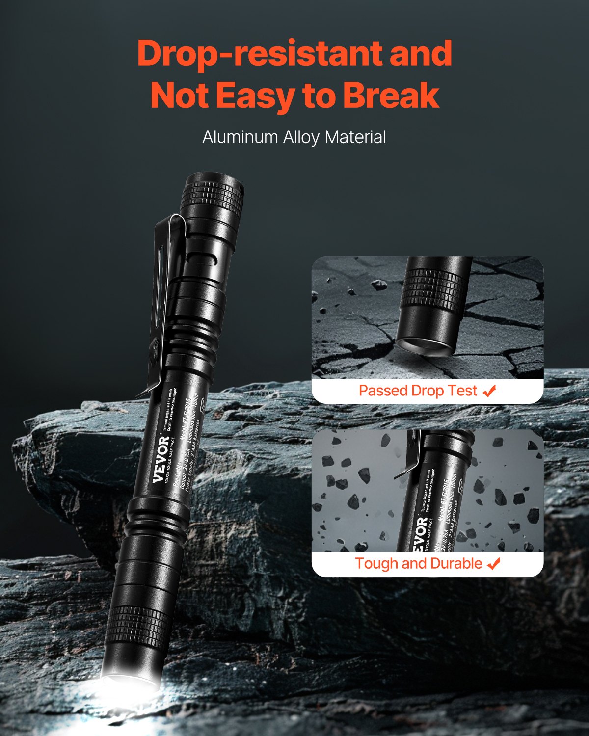 VEVOR Pen Light, 2-Pack 100 Lumens Pocket Flashlight with Clip, IPX4 Waterproof Portable Penlight, Compact and Lightweight for Tight Spaces, Work, Inspection, Emergency, Mechanics, Outdoor Use