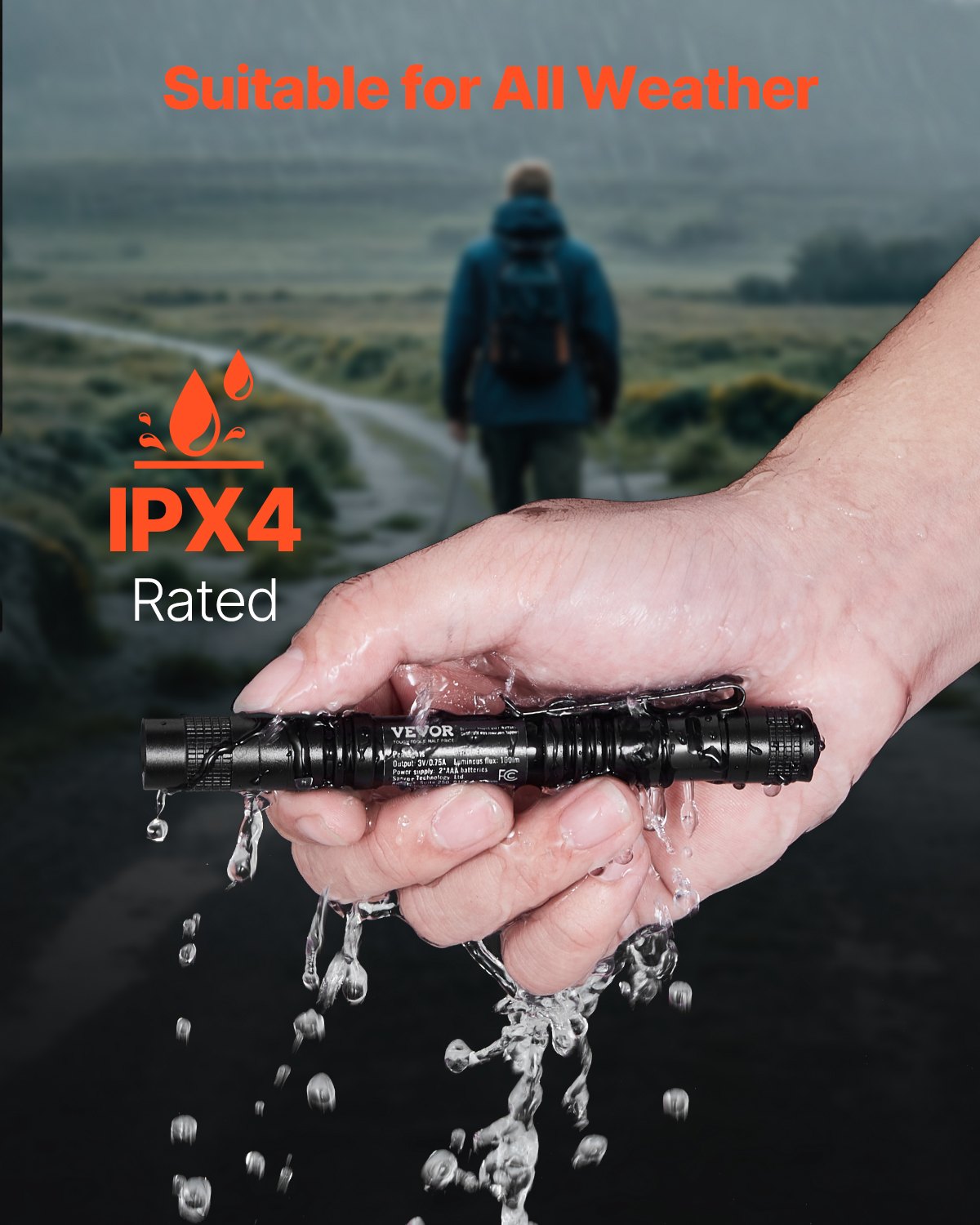 VEVOR Pen Light, 2-Pack 100 Lumens Pocket Flashlight with Clip, IPX4 Waterproof Portable Penlight, Compact and Lightweight for Tight Spaces, Work, Inspection, Emergency, Mechanics, Outdoor Use