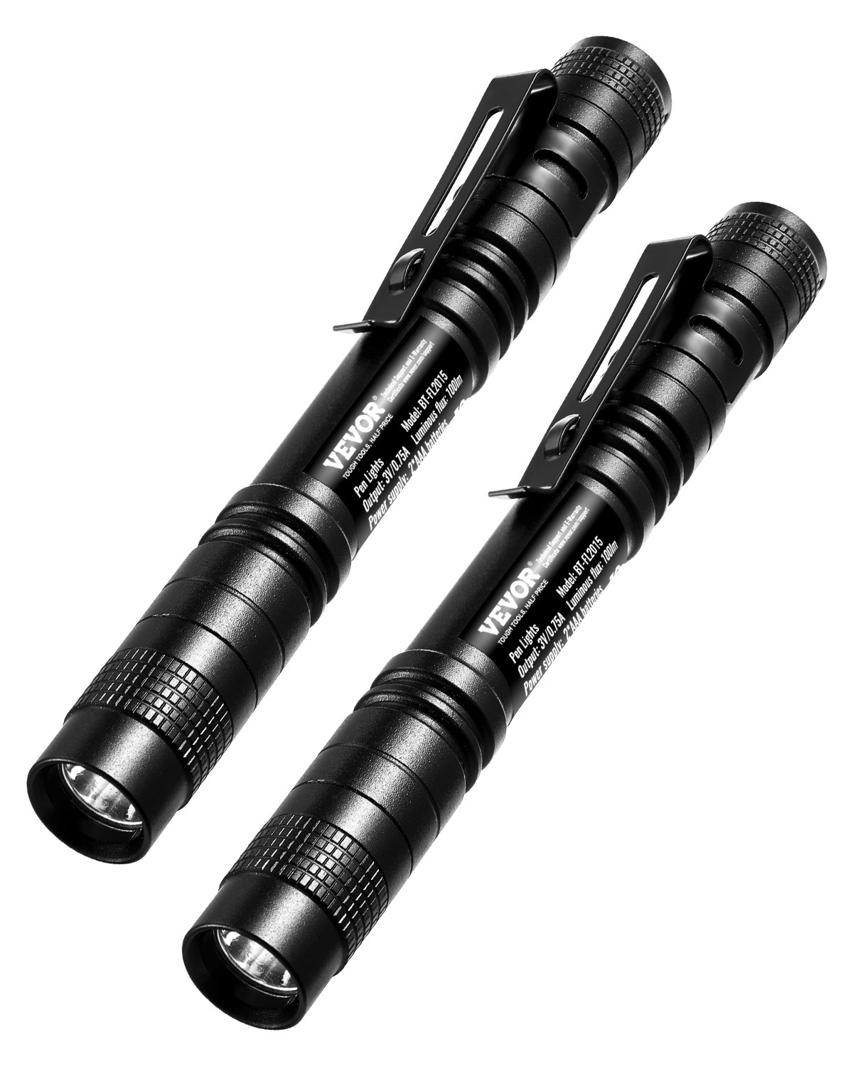 VEVOR Pen Light, 2-Pack 100 Lumens Pocket Flashlight with Clip, IPX4 Waterproof Portable Penlight, Compact and Lightweight for Tight Spaces, Work, Inspection, Emergency, Mechanics, Outdoor Use