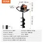 VEVOR Post Hole Digger Gas Powered, 52CC 1450W Earth Auger, Gas Auger with 8” Auger Drill Action Design Bits & 1 Extension Rod, Post Fence Hole Digger for Farmland Garden Plant, Orange+Black