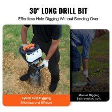 VEVOR Gas Post Hole Digger 52CC 1450W with 8” Drill Bits & 1 Extension Rod