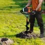 VEVOR Post Hole Digger Gas Powered, 52CC 1450W Earth Auger, Gas Auger with 8” Auger Drill Action Design Bits & 1 Extension Rod, Post Fence Hole Digger for Farmland Garden Plant, Orange+Black