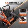 VEVOR Plate Compactor, 2.8 HP 78.5CC Gas Engine 5,250 VPM, 1,920 lbs Force Vibratory Compaction Tamper with 18.7 x 11.8 inch Plate for Walkways, Patios, Asphalts, Paver Landscaping