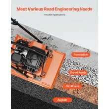 VEVOR Plate Compactor, 7.0 HP Gas Engine, 4451.22 lbf Vibration Compaction Force, 432 sq. in Plate, 5400 RPM Power Tamper, Ground Compactor Rammer for Dirt, Gravel, Asphalt, Foundation, EPA Compliant