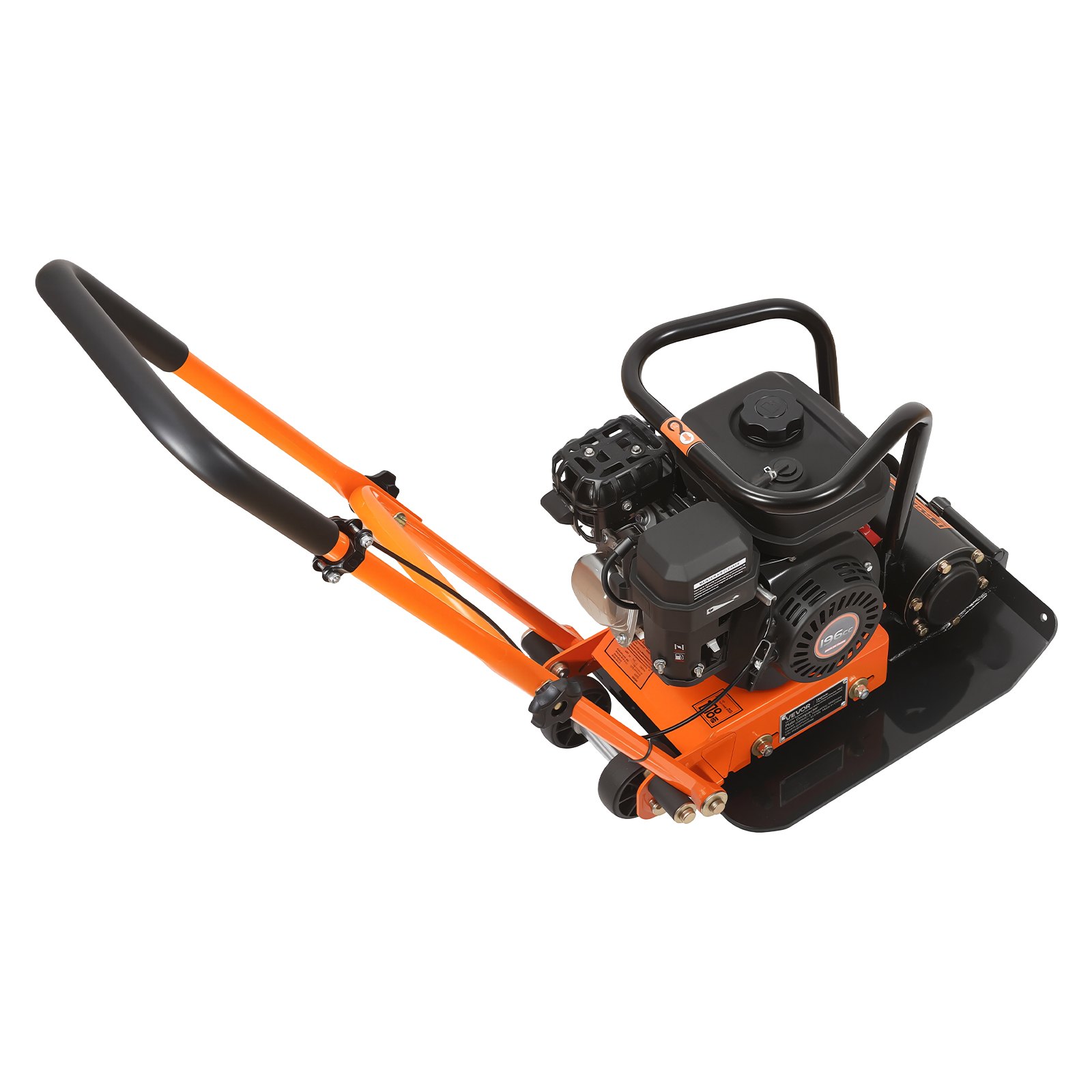 VEVOR Plate Compactor, 6.5 HP 196CC Gas Engine, 5600 VPM Vibrating Ground Rammer, 10.5 kN Compaction Force, 510.5 x 381 mm Plate, Walk Behind Compactor for Paver Landscaping, Asphalt, Foundation, Soil