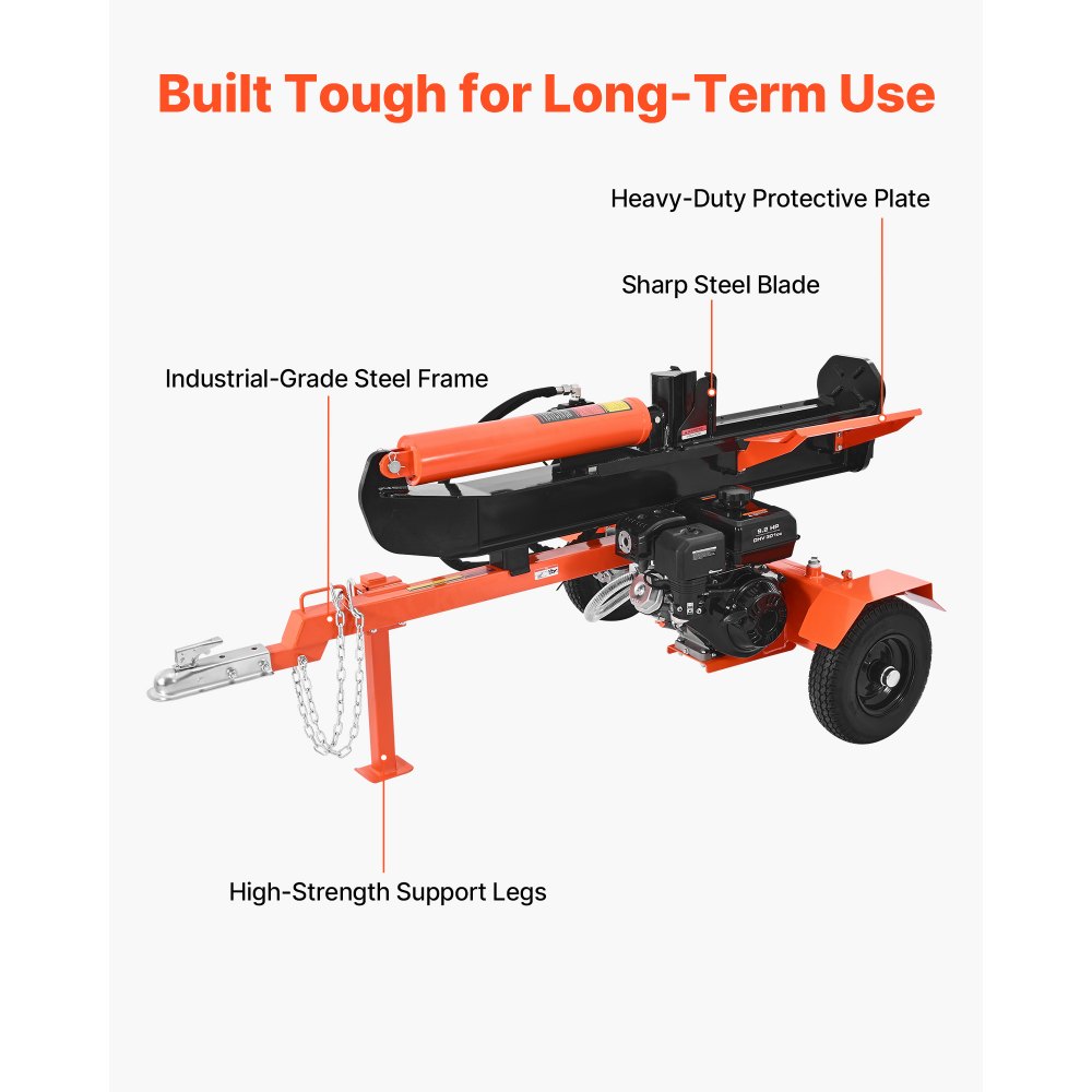 VEVOR 30 Tons Log Splitter, 306CC Engine, Powered Wood Splitter with 2" Ball Coupler, Auto Return, Vertical & Horizontal Mode, Firewood Splitting Wedge Machine for Forestry Harvest