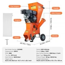 VEVOR Wood Chipper Shredder Mulcher 12 HP HeavyDuty Gas Powered 6.7” 420cc 8.6kW