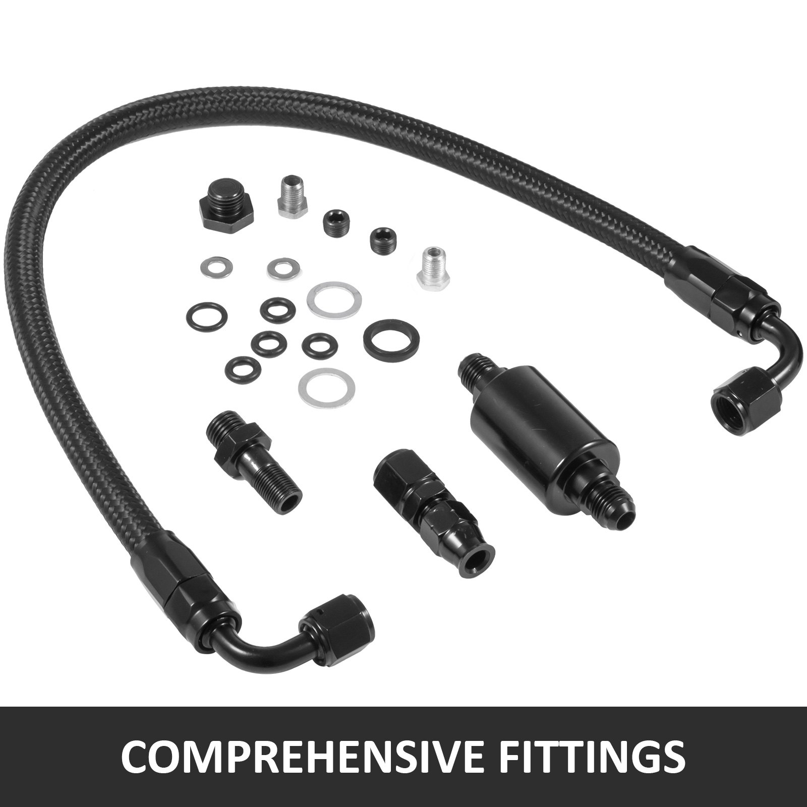 VEVOR 1/2" Fuel Bore Size Fuel Rail Kit 1/8th NPT B-Series Swapped Engines With Fuel Pressure Regulator Gauge 6AN Fitting for Fuel Rail-To-Fuel Line