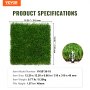 VEVOR konstgräsplattor Sammankopplande gräsmatta, 18-pack 305x305 mm, syntetiskt falskt gräs Självdränerande matta Golvdekor, perfekt för multifunktionell inomhus, utomhusentréskraphundmattor