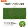 VEVOR tekonurmi, 5 x 10 jalkaa matto vihreä turve, 1,38" väärennetty ovimatto ulkopation nurmikon koristelu, helppo puhdistaa viemärireikien avulla, täydellinen monikäyttöisiin kodin sisäoven kaavinmatoihin