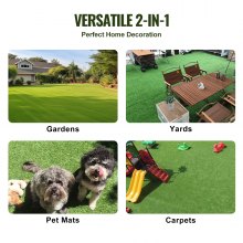 VEVOR kunstgræs, 1,8 x 3 m tæppe grønt græstæppe, 35 mm falsk dørmåtte Udendørs gårdhave græsplæne dekoration, let at rengøre med drænhuller, perfekt til multi-formål indendørs entré skraber hundemåtter