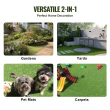 VEVOR Artifical Grass Tiles Interlocking Turf Deck Set, 9 Pack 305x305 mm, Synthetic Fake Grass Self-draining Mat Flooring Decor Pad, Perfect For Multi-Purpose Indoor Outdoor Entryway Scraper Dog Mats