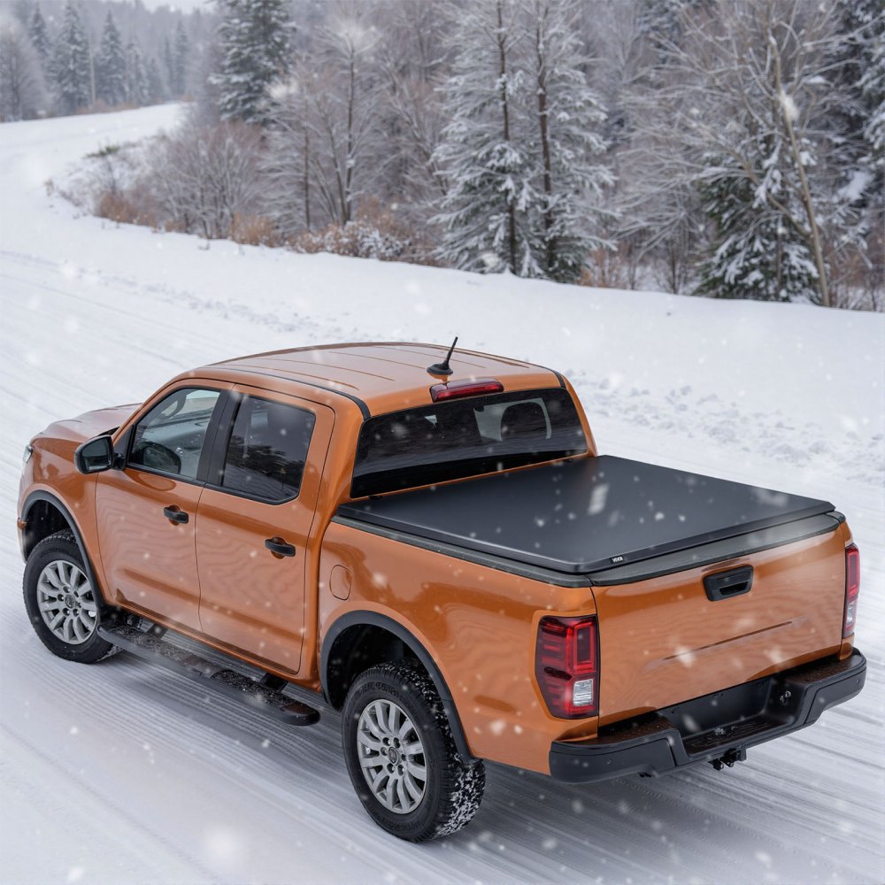 VEVOR Soft Roll-Up Truck Bed Tonneau Cover, Compatible with 2014-2025 Chevy Silverado/GMC Sierra 1500 & 2014-2019 2500 3500 HD, Fits 6.5 ft (6 ft 7 in/79 in) Bed, PVC Tonneau Cover with Aluminum Bars