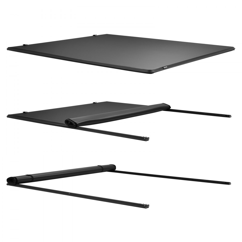 VEVOR Soft Roll-Up Truck Bed Tonneau Cover, Compatible with 2014-2025 Chevy Silverado/GMC Sierra 1500 & 2014-2019 2500 3500 HD, Fits 6.5 ft (6 ft 7 in/79 in) Bed, PVC Tonneau Cover with Aluminum Bars