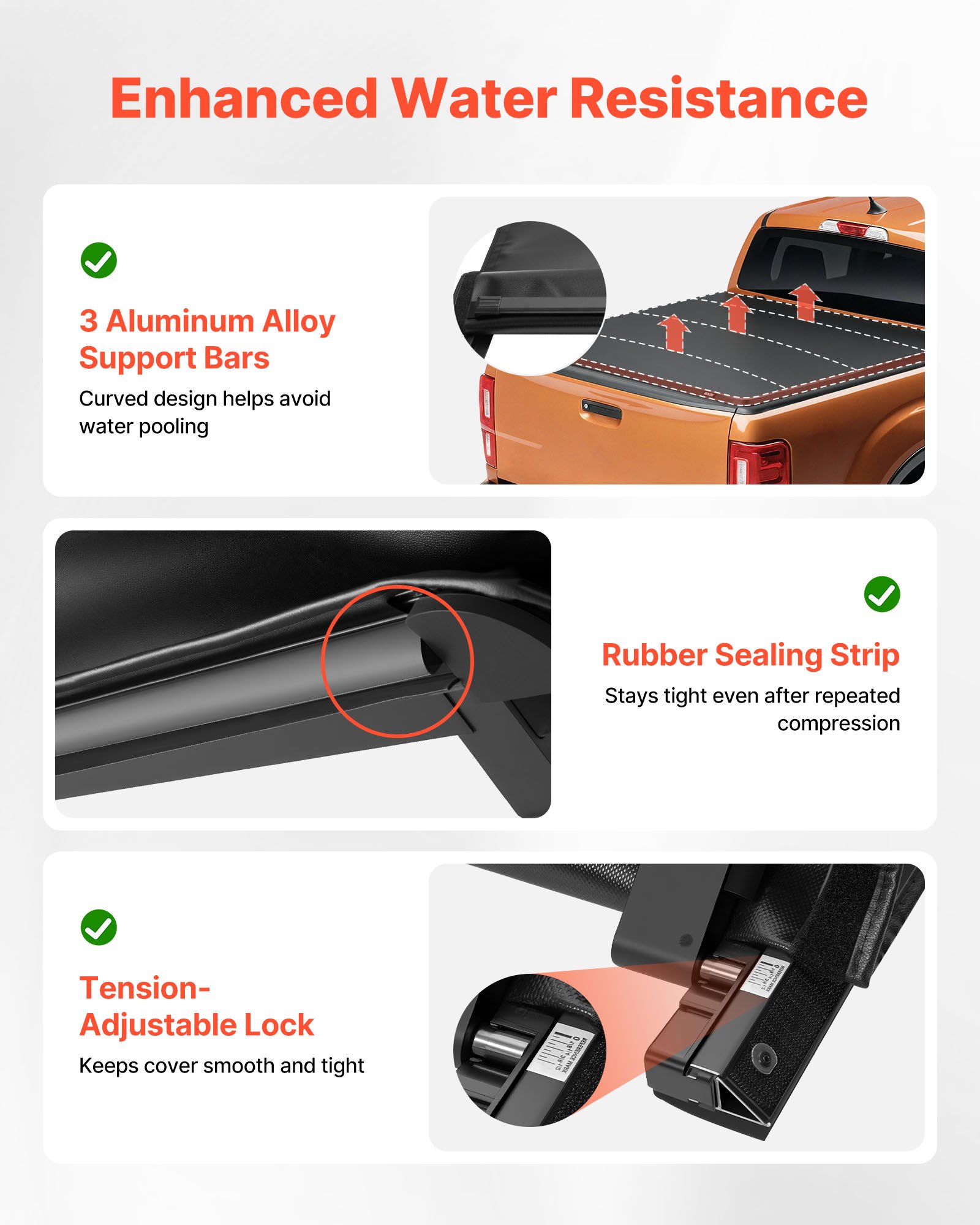 VEVOR Soft Roll-Up Truck Bed Tonneau Cover, Compatible with 2014-2025 Chevy Silverado/GMC Sierra 1500 & 2014-2019 2500 3500 HD, Fits 6.5 ft (6 ft 7 in/79 in) Bed, PVC Tonneau Cover with Aluminum Bars