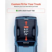 Soft Roll-Up Truck Bed Tonneau Cover 6.5 ft for 15-25 Ford F150 Waterproof