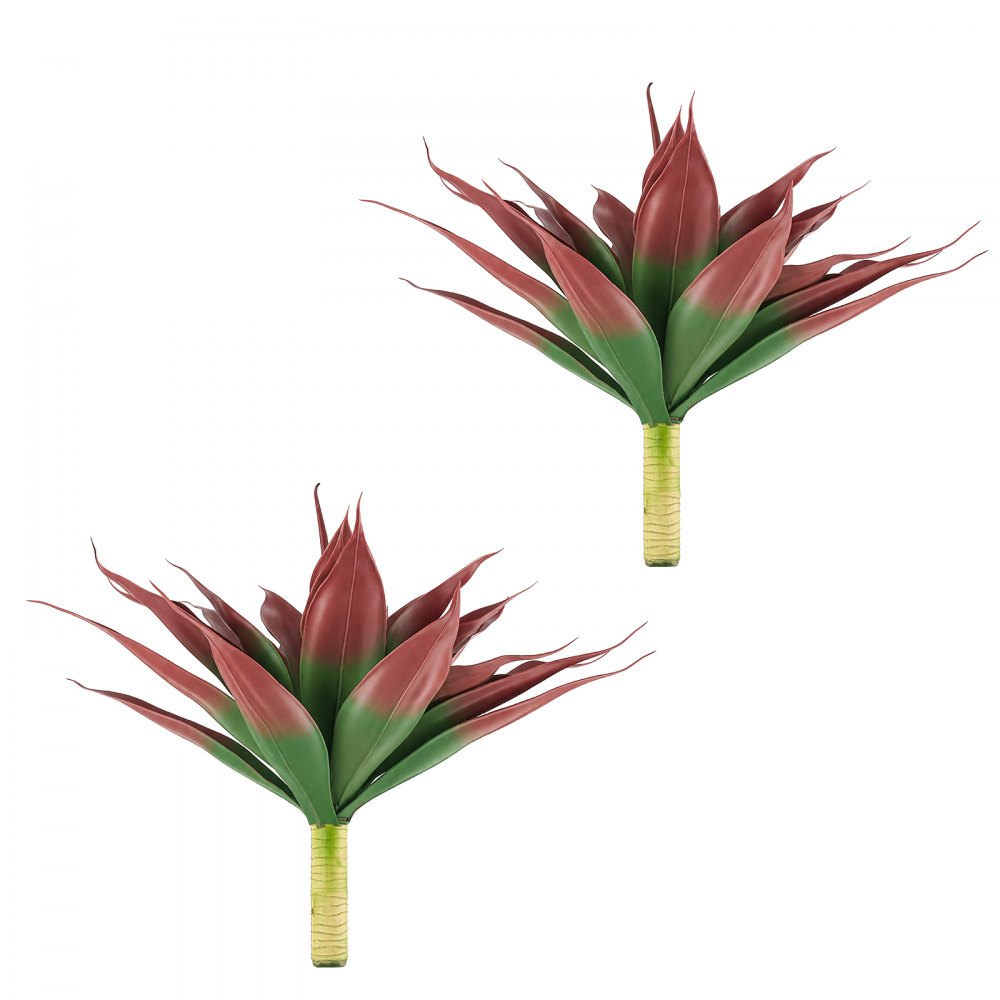 VEVOR Artificial Agave, 711W x 559H mm Fake Agave Plants with Ground Stakes, for Home, Garden, Office, Store, Living Room, Bedroom, Porch Indoor Decor, Realistic Texture Faux Plant, HDPE, Red, 2 Pack