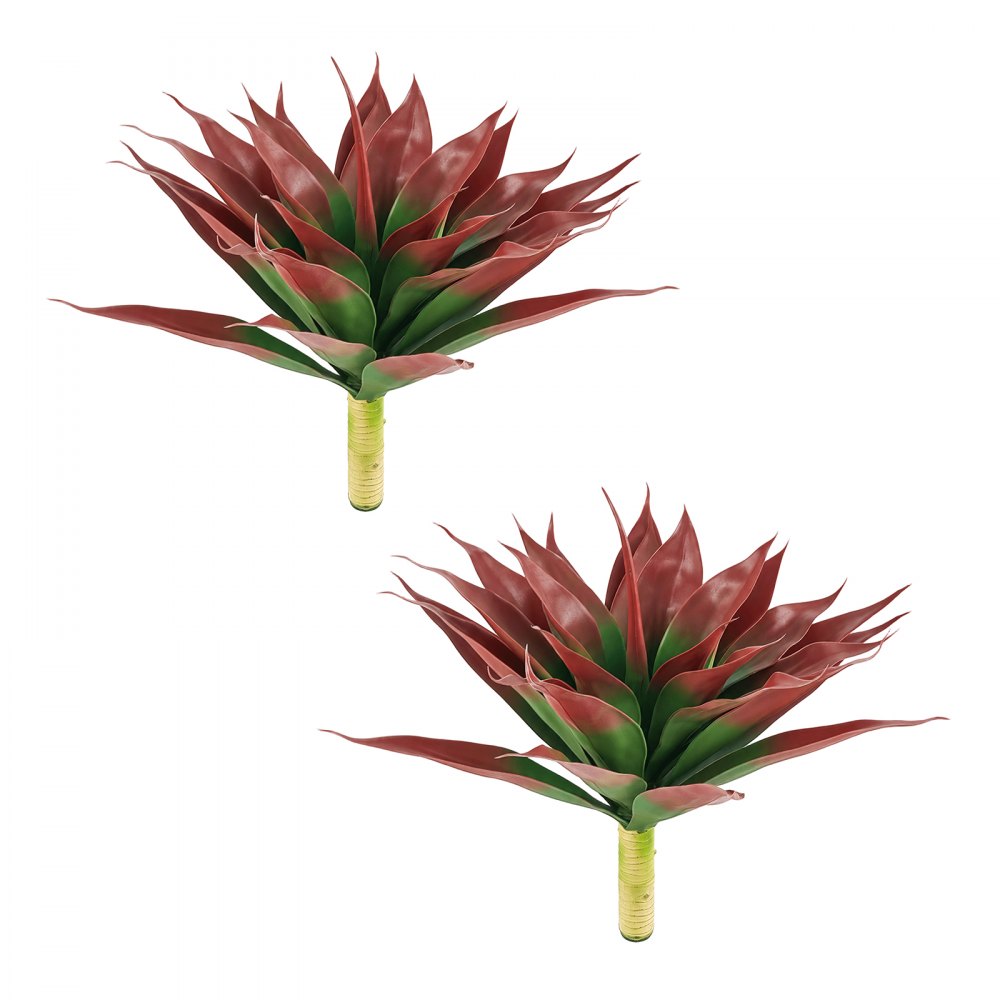 VEVOR Artificial Agave, 711W x 559H mm Fake Agave Plants with Ground Stakes, for Home, Garden, Office, Store, Living Room, Bedroom, Porch Indoor Decor, Realistic Texture Faux Plant, HDPE, Red, 2 Pack