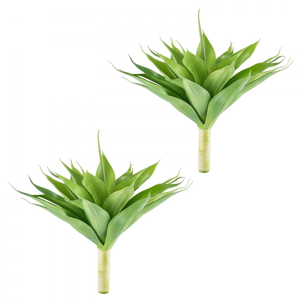 VEVOR Artificial Agave, 711W x 559H mm Fake Agave Plants with Ground Stakes, for Home, Garden, Office, Store, Living Room, Bedroom, and Porch Indoor Decor, Realistic Texture Faux Plant, Green, 2 Pack