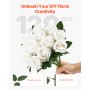 120 Pcs White Roses Artificial Flowers Realistic Bouquet for Xmas Home Decor