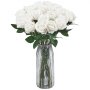 VEVOR Artificial Flowers, 120 pcs Real Looking White Foam Fake Roses Bulk, White Faux Bridal Shower with Stems for DIY Wedding Bouquets, Home Centerpieces Arrangements, Party Tables Decorations