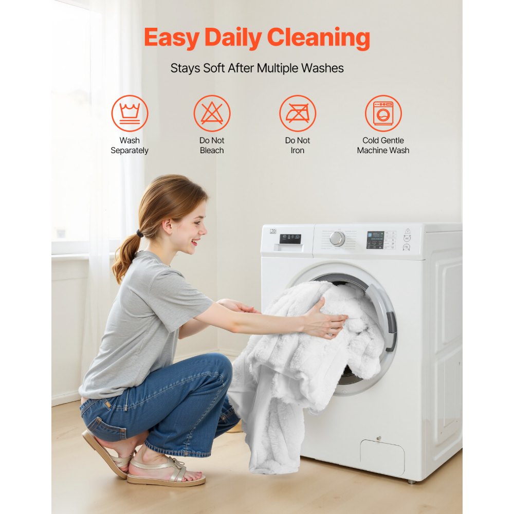 VEVOR Throw Blanket, 50 x 60 Inches / 1270 x 1524 mm, Faux Fur Cozy Throw Blankets, Cute Small Fuzzy Throws, Lightweight Super Soft Bed Blanket, Ideal for Couch, Sofa, Bedroom, White