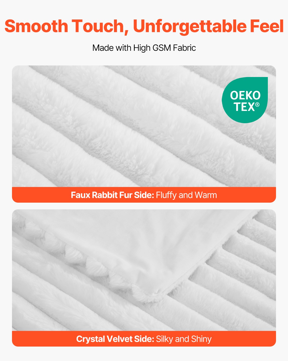 VEVOR Throw Blanket, 50 x 60 Inches / 1270 x 1524 mm, Faux Fur Cozy Throw Blankets, Cute Small Fuzzy Throws, Lightweight Super Soft Bed Blanket, Ideal for Couch, Sofa, Bedroom, White