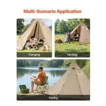 VEVOR Tipi Hot Tent with Stove Jack Waterproof Portable for 4-6 Persons Camping