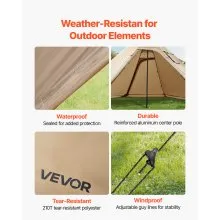 VEVOR Camping Tipi Hot Tent with Stove Jack & Inner Tent 4 Persons Lightweight