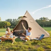 VEVOR Camping Tipi Hot Tent with Stove Jack & Inner Tent 4 Persons Lightweight