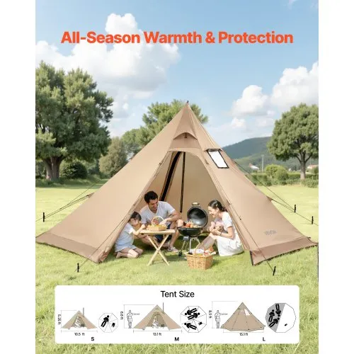 Tente Tipi Pour 1 À 4 Personnes,Abri Chauffant,Camping,Randonnée,Abri Chauffant,Cheminée,Tipi