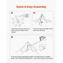 VEVOR Tipi Hot Tent with Stove Jack Waterproof Portable for 4 Persons Camping