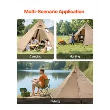 VEVOR Tipi Hot Tent with Stove Jack Waterproof Portable for 4 Persons Camping