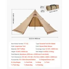 VEVOR Tipi Hot Tent with Stove Jack Waterproof Portable for 4 Persons Camping