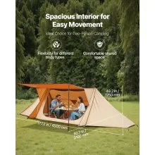 VEVOR Lightweight Hot Tent with Stove Jack & 2 Tarp Poles 2 Persons Camping