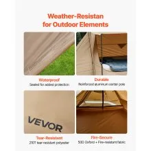 VEVOR Lightweight Hot Tent with Stove Jack & 2 Tarp Poles 2 Persons Camping