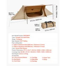 VEVOR Lightweight Hot Tent with Stove Jack & 2 Tarp Poles 2 Persons Camping